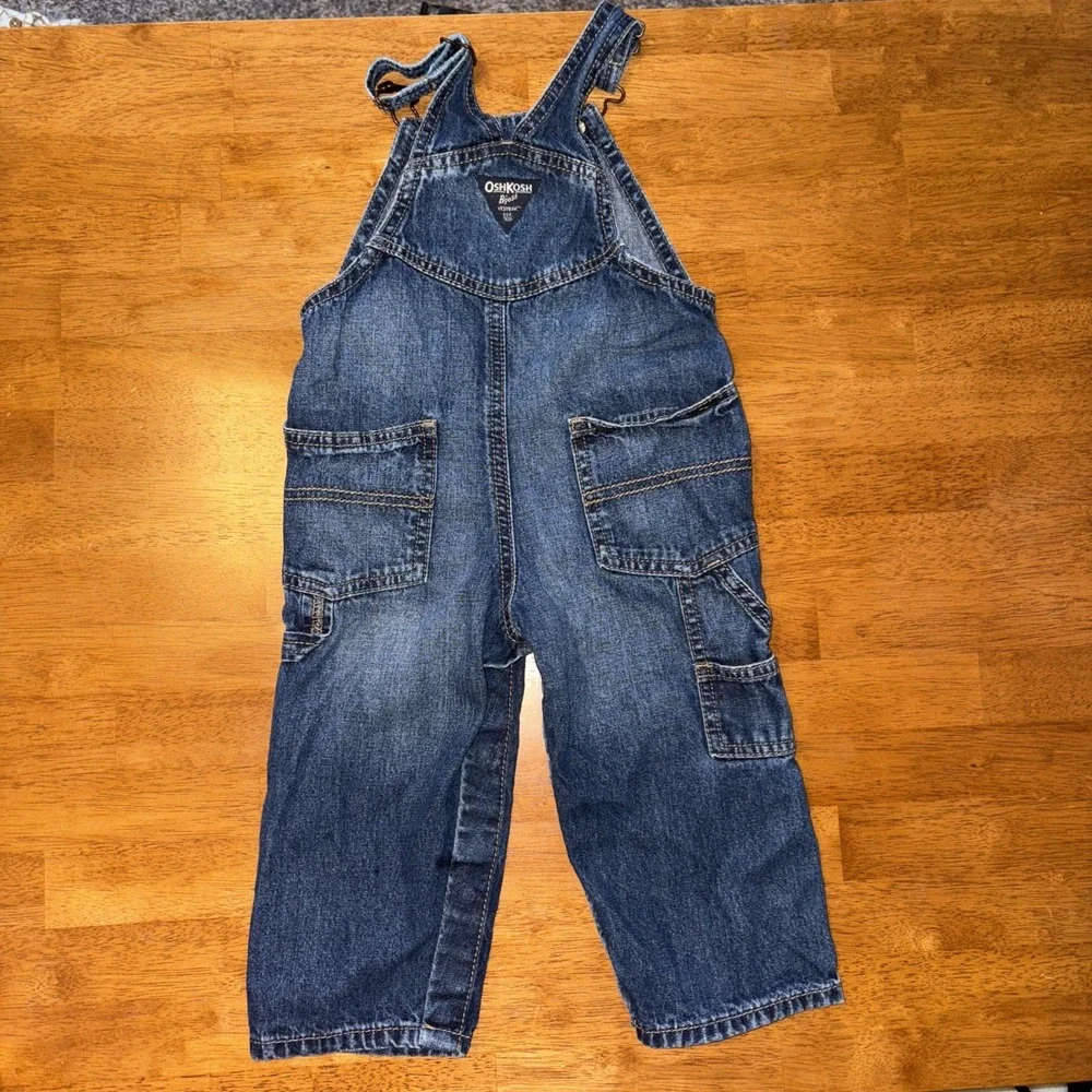 Vintage OshKosh BGosh Overalls Blue‎ Denim Toddler Kids Size 18 Months Vestbak